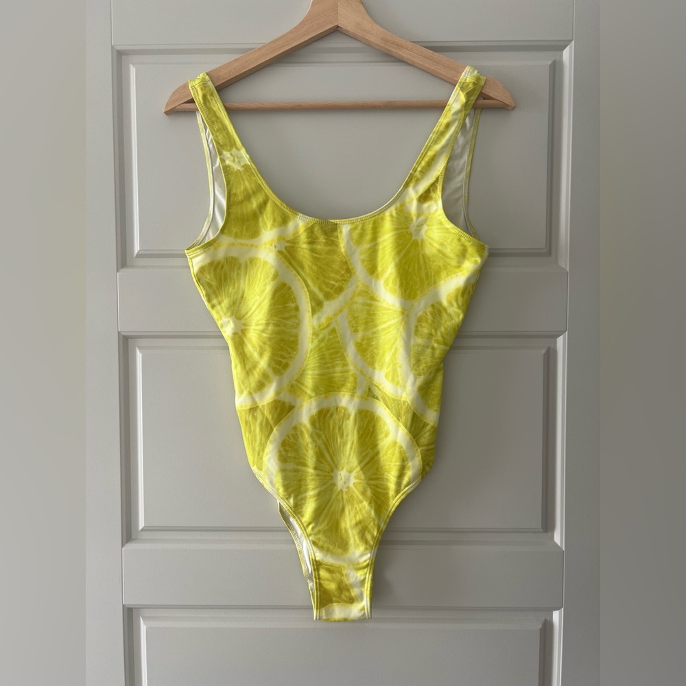 Lemon Print One-Piece Swimsuit body suit